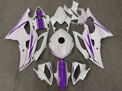 White, Purple and Black Fairing Kit for a 2008, 2009, 2010, 2011, 2012, 2013, 2014, 2015 & 2016 Yamaha YZF-R6 motorcycle