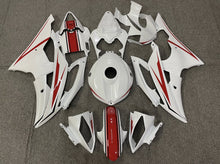 White, Red and Black Fairing Kit for a 2008, 2009, 2010, 2011, 2012, 2013, 2014, 2015 & 2016 Yamaha YZF-R6 motorcycle