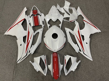 White, Red and Black Fairing Kit for a 2008, 2009, 2010, 2011, 2012, 2013, 2014, 2015 & 2016 Yamaha YZF-R6 motorcycle