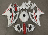 White, Red and Black Fairing Kit for a 2008, 2009, 2010, 2011, 2012, 2013, 2014, 2015 & 2016 Yamaha YZF-R6 motorcycle