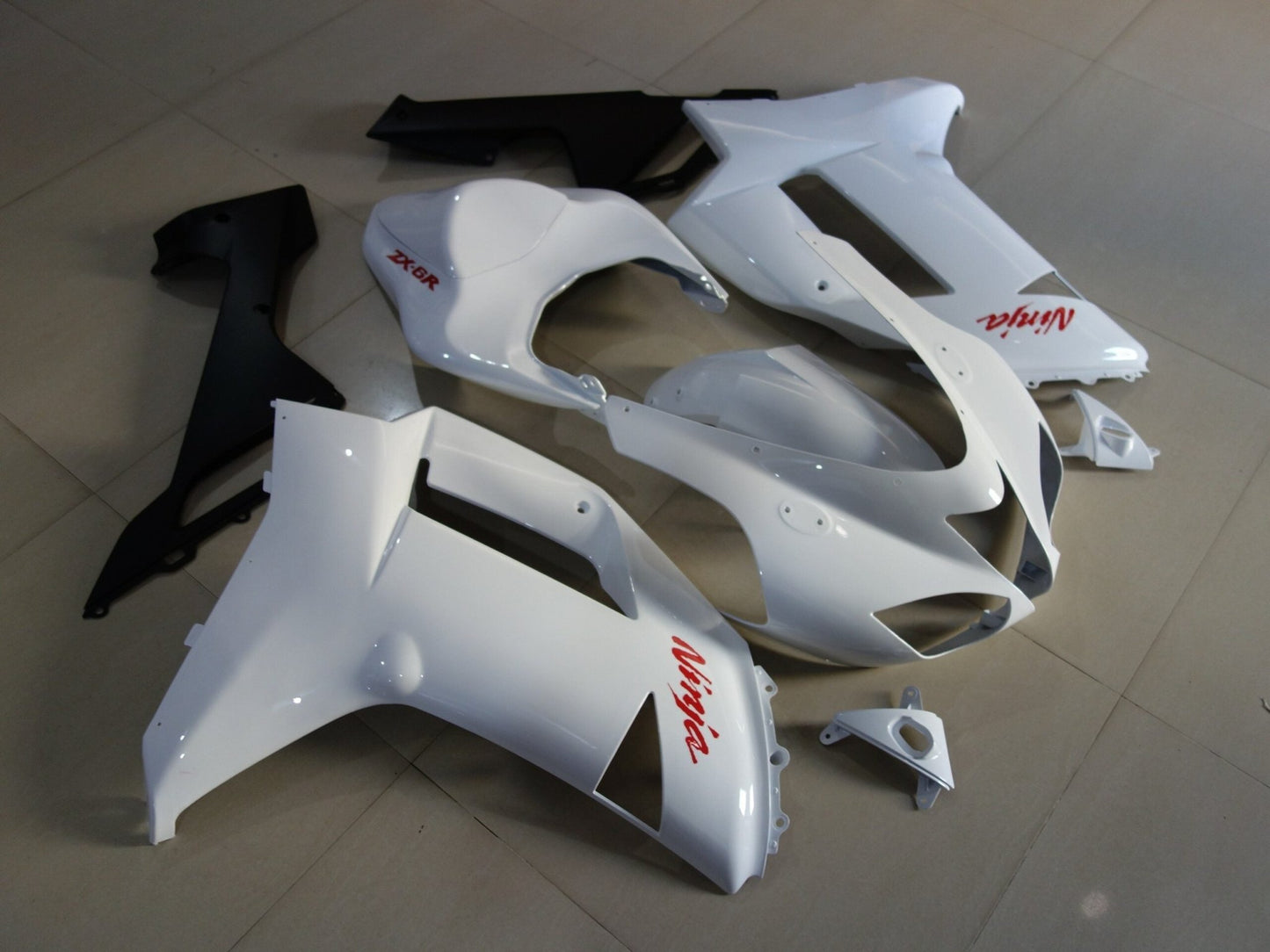 White and Red Fairing Kit for a 2007 & 2008 Kawasaki Ninja ZX-6R 636 motorcycle