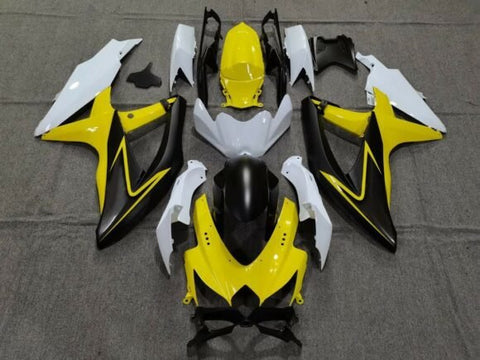 Suzuki GSXR750 (2008-2010) Yellow, White, Matte Black & Gray Fairings