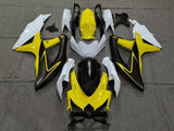 Yellow, White, Matte Black and Gray Fairing Kit for a 2008, 2009 & 2010 Suzuki GSX-R750 motorcycle