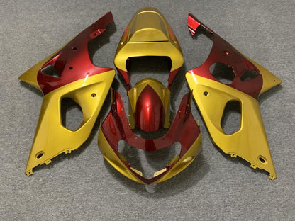 Gold and Red Fairing Kit for a 2000, 2001 & 2002 Suzuki GSX-R1000 motorcycle