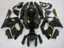 Black and Dark Gold Flames Fairing Kit for a 1998, 1999, 2000, 2001, 2002, 2003, 2004, 2005, 2006 & 2007 Yamaha YZF600R motorcycle
