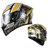 Gold, Black, Silver & White Ryzen Motorcycle Helmet at KingsMotorcycleFairings.com