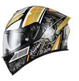 Gold, Black, Silver & White Ryzen Motorcycle Helmet at KingsMotorcycleFairings.com