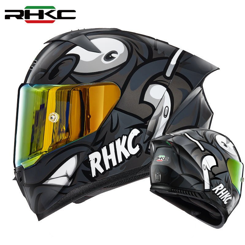 Gray, Black & White Animal Motorcycle Helmet at KingsMotorcycleFairings.com