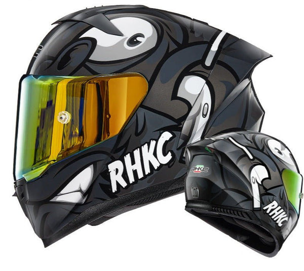 Gray, Black & White Animal Motorcycle Helmet at KingsMotorcycleFairings.com