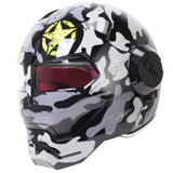 Gray, Black and Yellow Star Camouflage Iron Man Full Face Modular Motorcycle Helmet is brought to you by KingsMotorcycleFairings.com