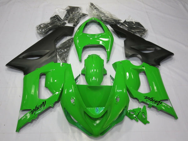 Fairing kit for a Kawasaki ZX6R 636 (2005-2006) Green & Matte Black