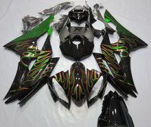 Yamaha YZF-R6 (2008-2016) Black, Orange & Green Flame Fairings