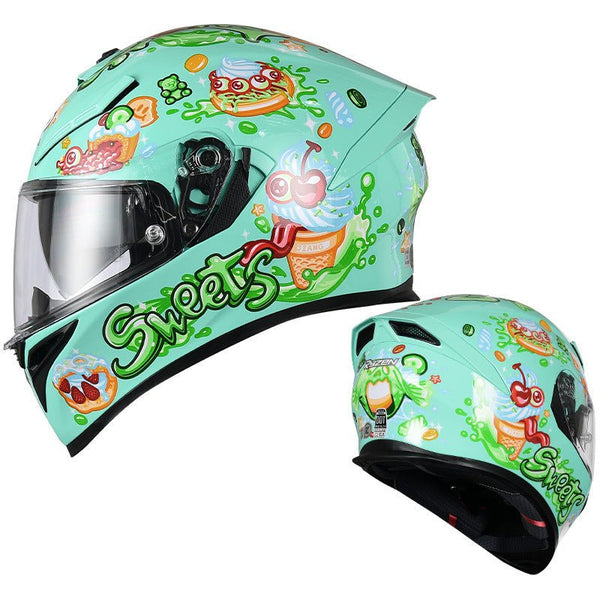 Green Mint Sweets Ryzen Motorcycle Helmet at KingsMotorcycleFairings.com