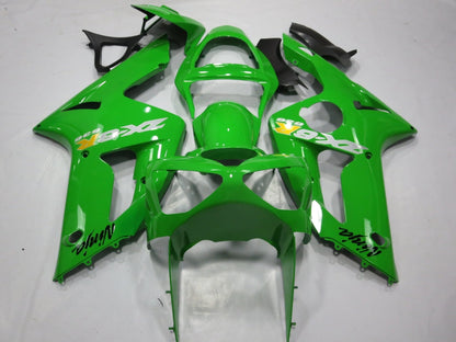 Green, Silver and Yellow Fairing Kit for a 2003 & 2004 Kawasaki ZX-6R 636 motorcycle