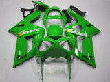 Green, Silver and Yellow Fairing Kit for a 2003 & 2004 Kawasaki ZX-6R 636 motorcycle