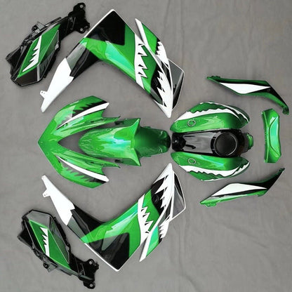 Green, White and Black Shark Teeth Fairing Kit for a Yamaha YZF-R3 2015, 2016, 2017 & 2018 motorcycle