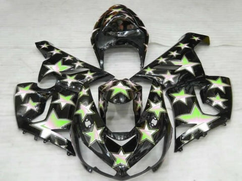 Fairing kit for a Kawasaki ZX6R 636 (2005-2006) Black & Green Star