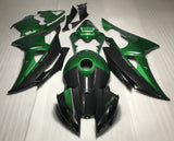 Faux Carbon Fiber and Dark Green Fairing Kit for a 2008, 2009, 2010, 2011, 2012, 2013, 2014, 2015 & 2016 Yamaha YZF-R6 motorcycle