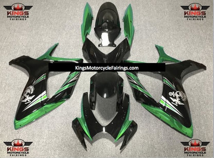 Green, Black and Silver Marine Fairing Kit for a 2006 & 2007 Suzuki GSX-R600 motorcycle