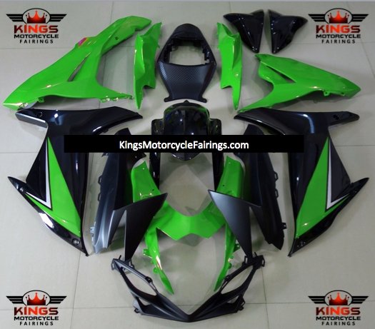 Suzuki GSXR600 (2011-2023) Green, Black & Silver Fairings at KingsMotorcycleFairings.com