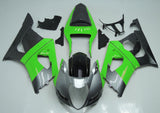 Green, Silver and Black Fairing Kit for a 2003 & 2004 Suzuki GSX-R1000 motorcycle