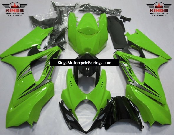 Suzuki GSXR1000 (2007-2008) Green, Silver & Black Fairings