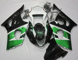 Green, White, Dark Green and Black Fairing Kit for a 2003 & 2004 Suzuki GSX-R1000 motorcycle