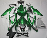Green, White, Silver and Black Fairing Kit for a 2008, 2009, & 2010 Suzuki GSX-R600 motorcycle