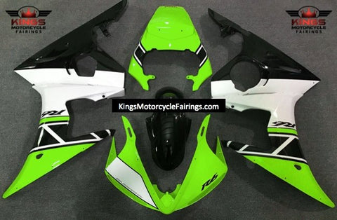 Green, White and Black Fairing Kit for a 2003 & 2004 Yamaha YZF-R6 motorcycle