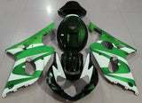Green, White and Dark Green Fairing Kit for a 2000, 2001 & 2002 Suzuki GSX-R1000 motorcycle