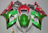 Green, White and Red Fairing Kit for a 2003 & 2004 Suzuki GSX-R1000 motorcycle