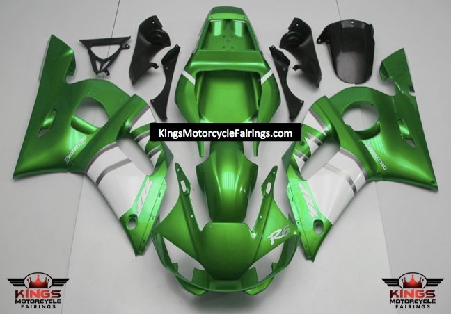 Yamaha YZF-R6 (1998-2002) Green, White & Silver Fairings