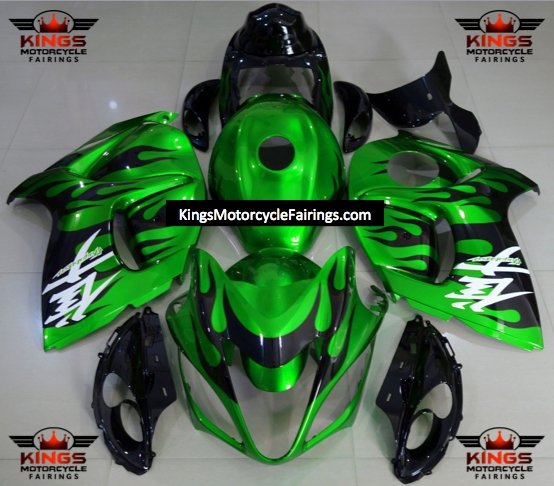 Suzuki GSX1300R Hayabusa (2008-2020) Green, Black Flame Fairings