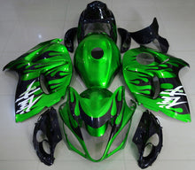 Green and Black Flame Fairing Kit for a 2008, 2009, 2010, 2011, 2012, 2013, 2014, 2015, 2016, 2017, 2018 & 2019 Suzuki GSX-R1300 Hayabusa motorcycle