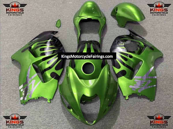 Suzuki GSXR1300 Hayabusa (1999-2007) Green, Black & Chrome Flame Fairings