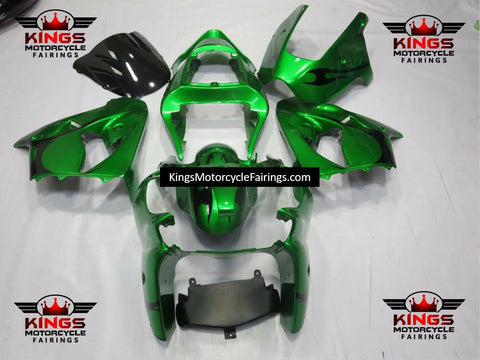 Fairing kit for a Kawasaki ZX6R 636 (2000-2002) Green & Black Tribal