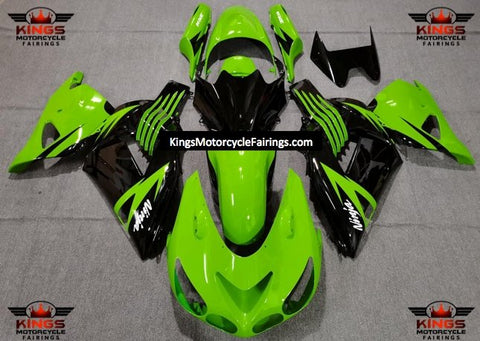 Fairing kit for a Kawasaki Ninja ZX14R (2006-2011) Black & Neon Green