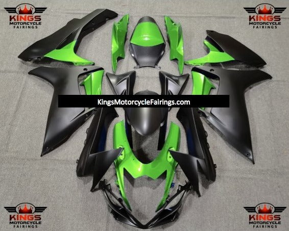 Suzuki GSXR600 (2011-2023) Green & Matte Black Fairings at KingsMotorcycleFairings.com