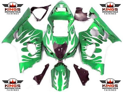 Suzuki GSXR1000 (2003-2004) Green & White Flame Fairings
