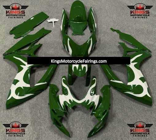 Green and White Tribal Fairing Kit for a 2006 & 2007 Suzuki GSX-R600 motorcycle
