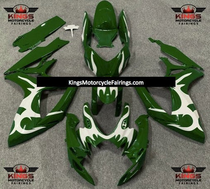 Green and White Tribal Fairing Kit for a 2006 & 2007 Suzuki GSX-R600 motorcycle
