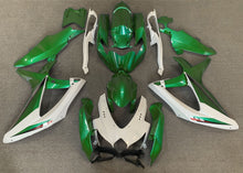 White and Green Fairing Kit for a 2008, 2009, & 2010 Suzuki GSX-R600 motorcycle