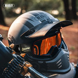Matte Silver and Black Skull & Gear Beasley Open-Face Motorcycle Helmet is brought to you by KingsMotorcycleFairings.com