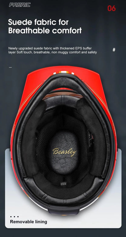 Red, White & Blue Lightning Beasley Open-Face Motorcycle Helmet is brought to you by KingsMotorcycleFairings.com