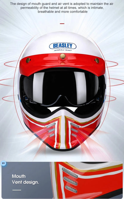 Red, White & Blue Lightning Beasley Open-Face Motorcycle Helmet is brought to you by KingsMotorcycleFairings.com