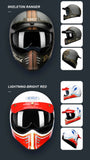 Red, White & Blue Lightning Beasley Open-Face Motorcycle Helmet is brought to you by KingsMotorcycleFairings.com