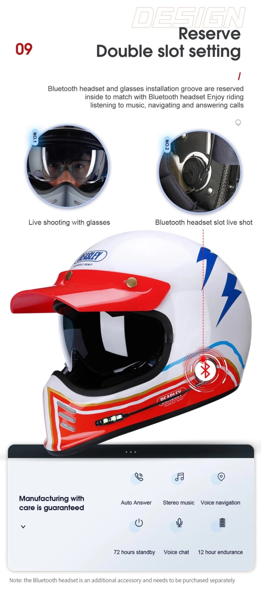 Red, White & Blue Lightning Beasley Open-Face Motorcycle Helmet is brought to you by KingsMotorcycleFairings.com