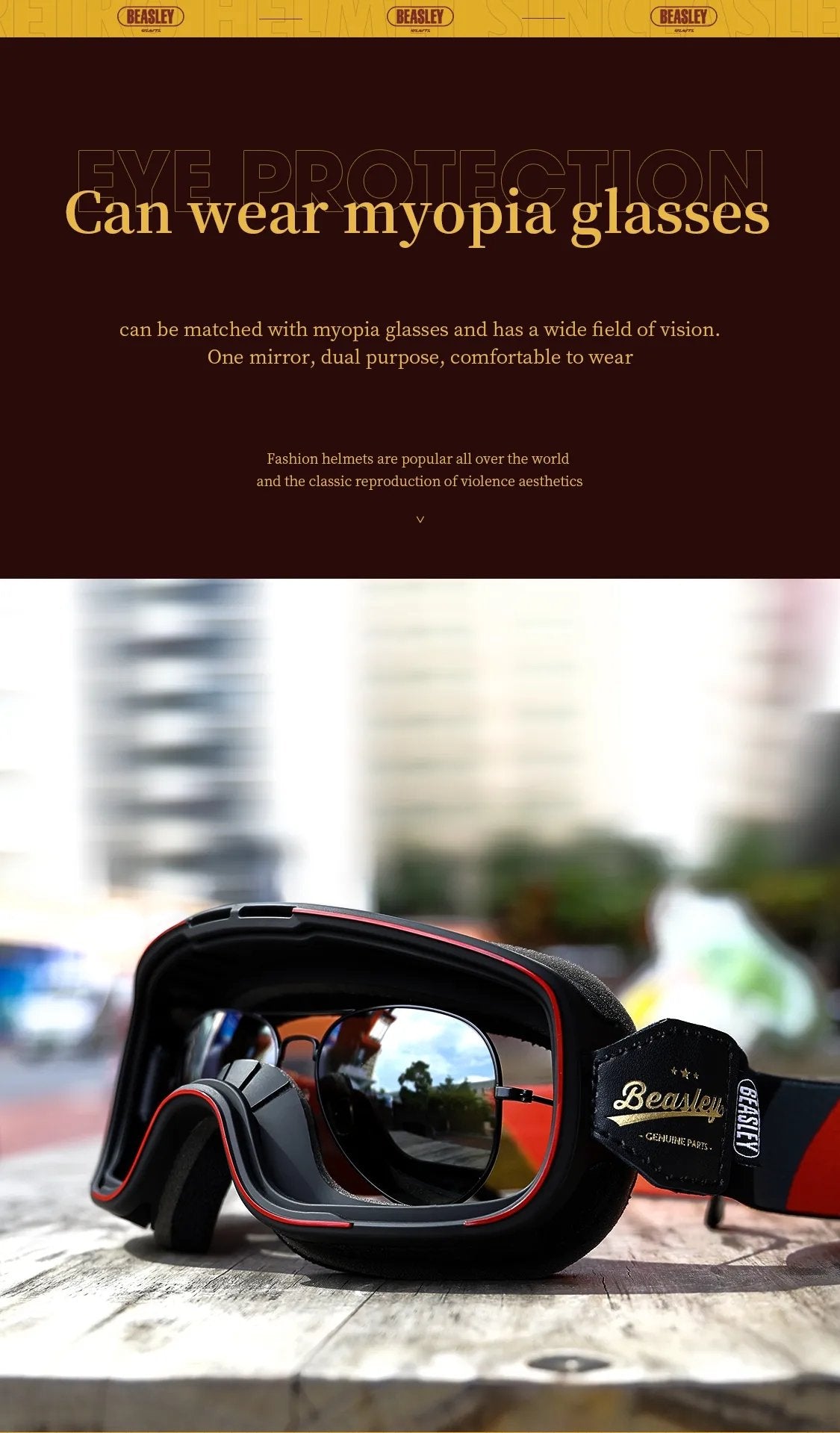 HD Beasley Motorcycle Helmet Goggles is brought to you by KingsMotorcycleFairings.com