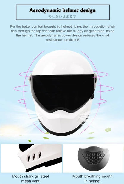 White Triple Gill HNJ Motorcycle Helmet - KingsMotorcycleFairings.com