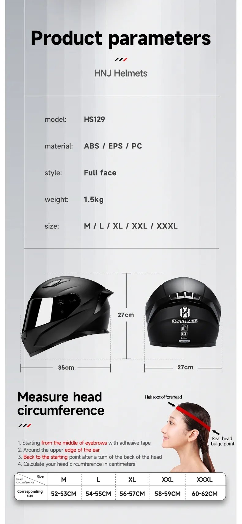 HNJ Full-Face Motorcycle Helmet by KingsMotorcycleFairings.com